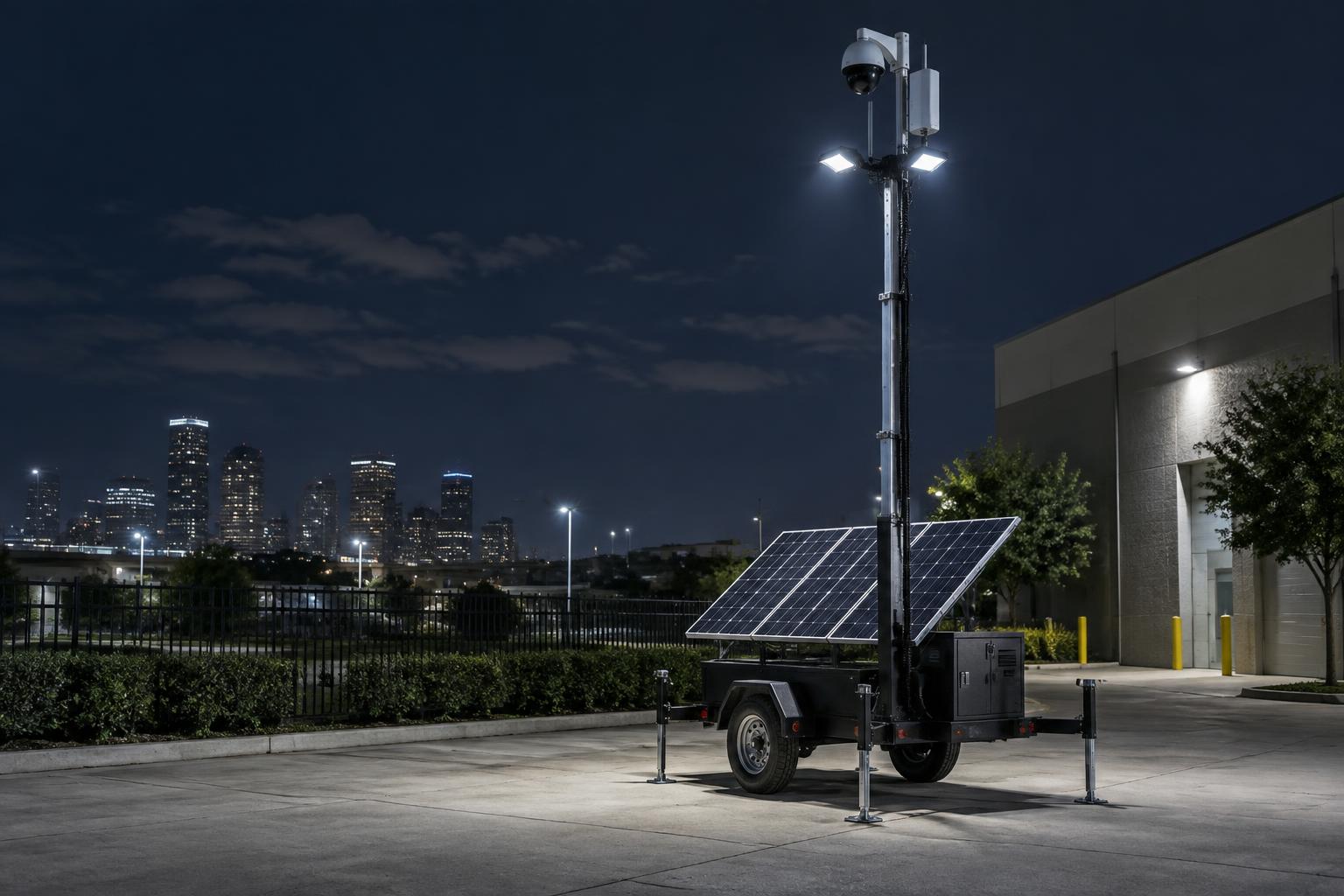 Mobile Security Camera Trailers in Houston, TX — VantagePro Security officer on assignment